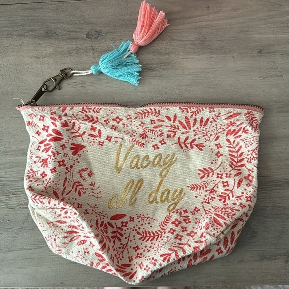 Canvas Makeup Bag with Colorful Tassel and Phrase (2 Styles Available) - Picture 4 of 4